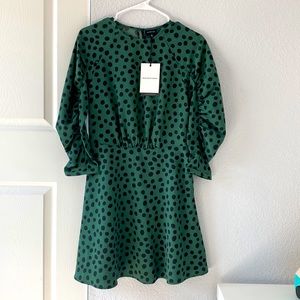 WHO WHAT WEAR green polka dot dress BNWT